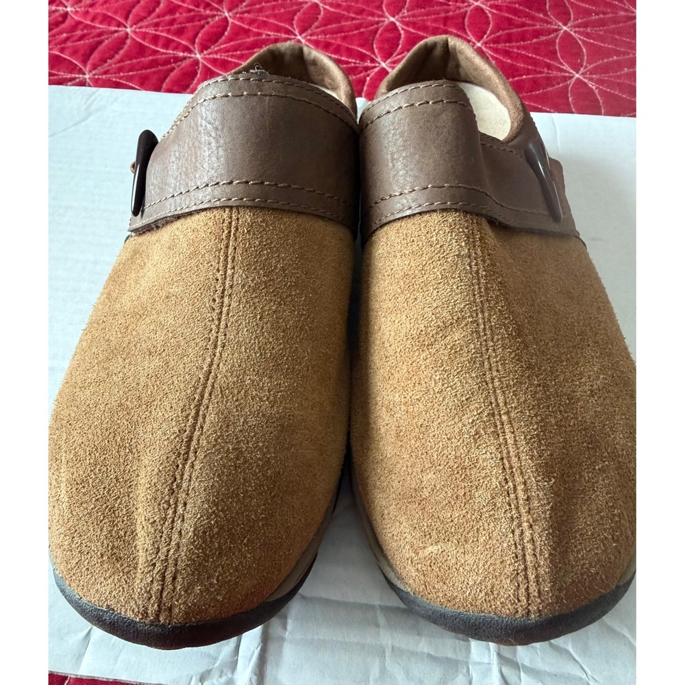 Easy Spirit‎ Explore24 Brown Suede Leather Buckle Clog Mules Women